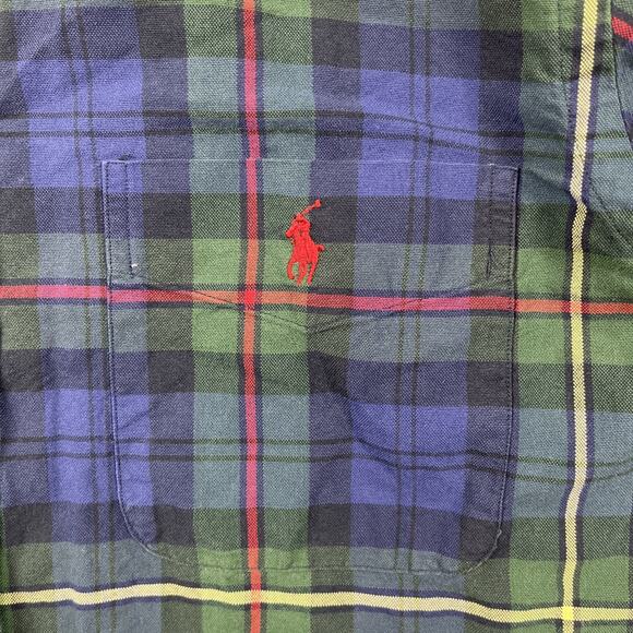 Ralph Lauren Flannel Shirt Mens Medium Button Down Tartan Plaid Cotton Pony - Picture 5 of 14